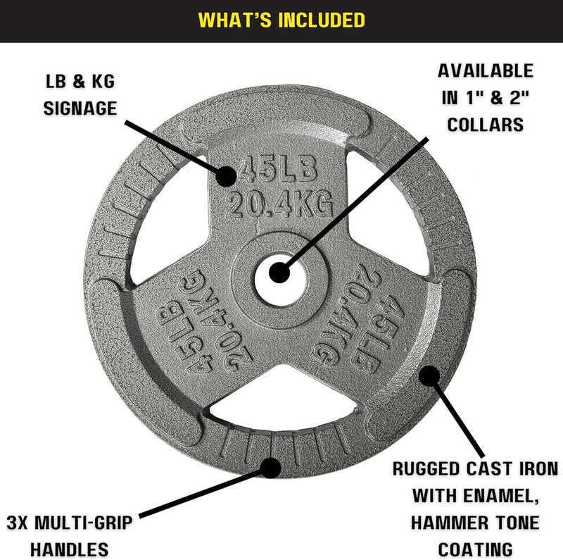 HulkFit 1-inch Iron Plate for Strength Training, Weightlifting and Crossfit, Single (2.5 Pounds), Silver - Image 2